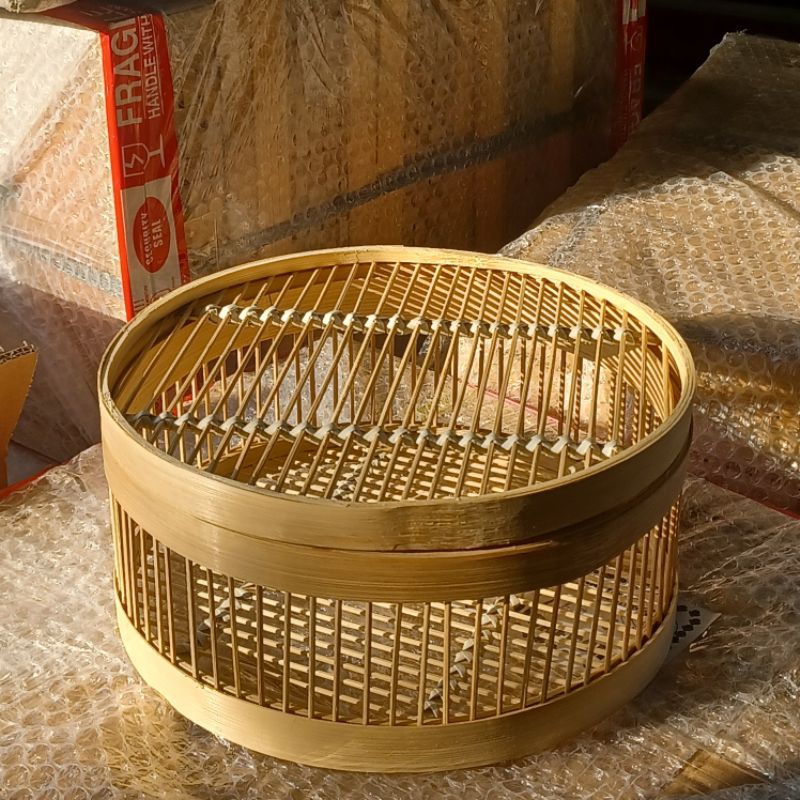 Keranjang ruji sangkar bambu hampers bulat