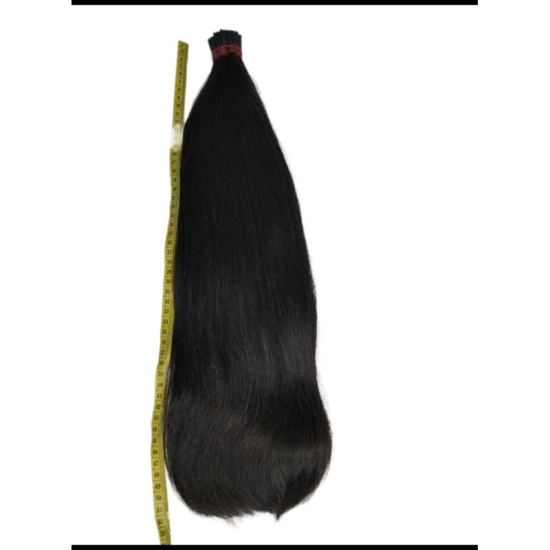 Rambut Sambung Panjang 50cm 100% Rambut Asli 1Helai Warna Hitam
