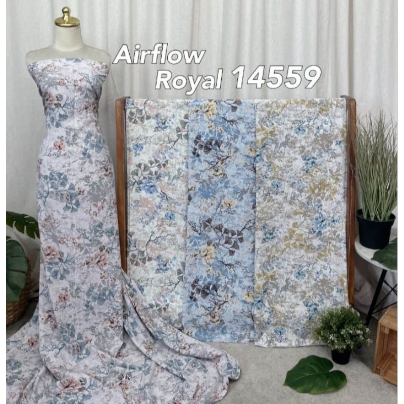 Kain Rayon Crinkle airflow royal 14559 Premium Per 0,5M Rayon Krinkle Premium motif bunga