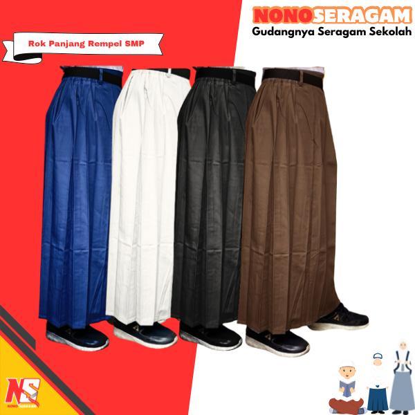Rok Panjang Sekolah SMP Perempuan Seragam Sekolah SMP Rok Panjang Rempel Premium Biru Putih Hitam