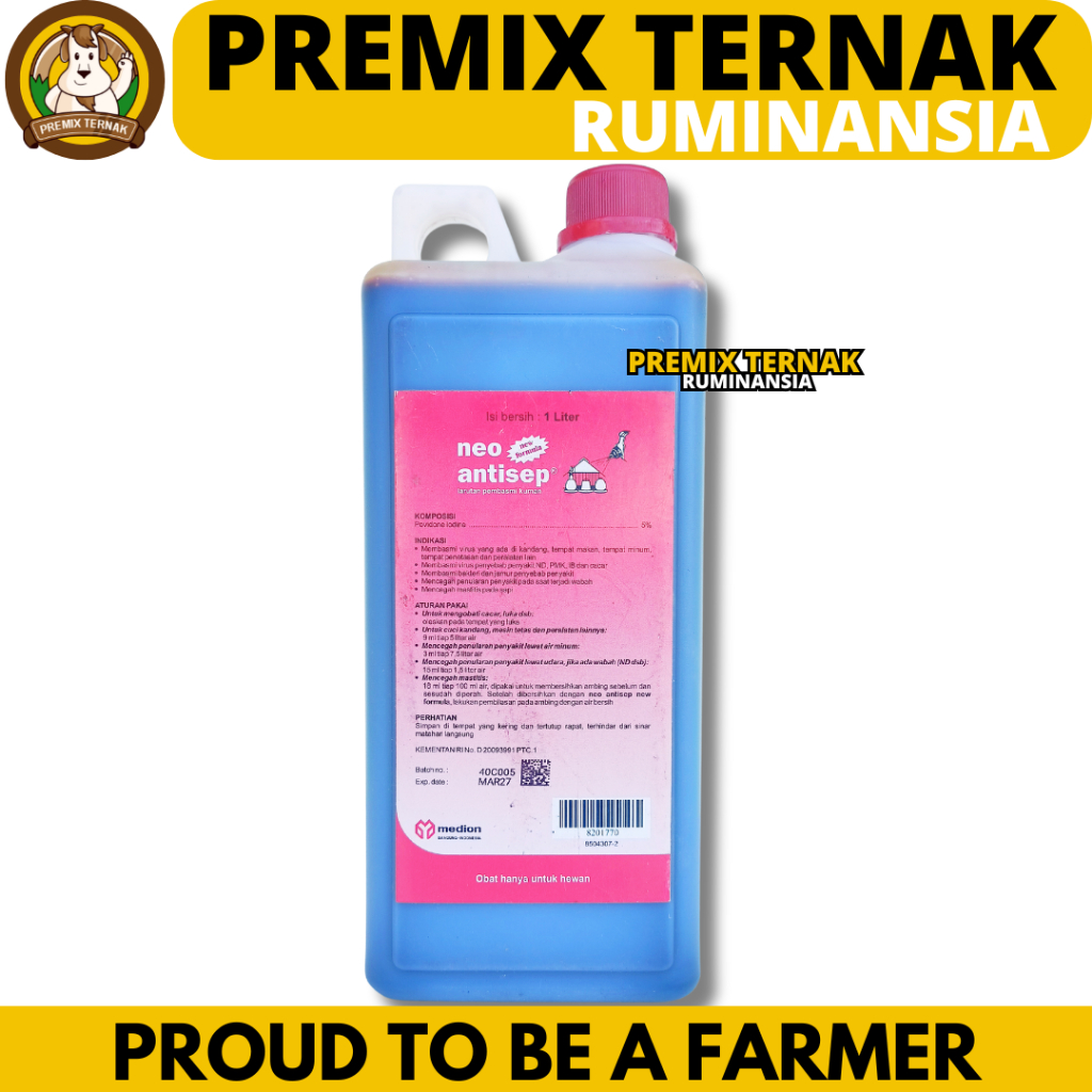 NEO ANTISEP NEW FORMULA 1 LITER MEDION - Desinfektan Disinfektan Iodine untuk Kandang dan Peralatan 