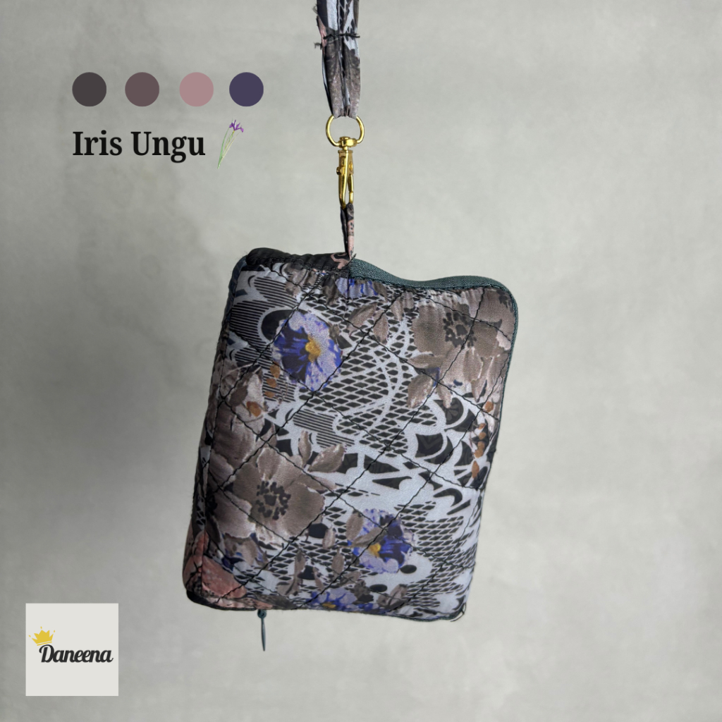 Mukena Mini Travel Daneena Motif Iris | Mukena Mini Parasut Korea Premium | Mukena Muslim Parasut
