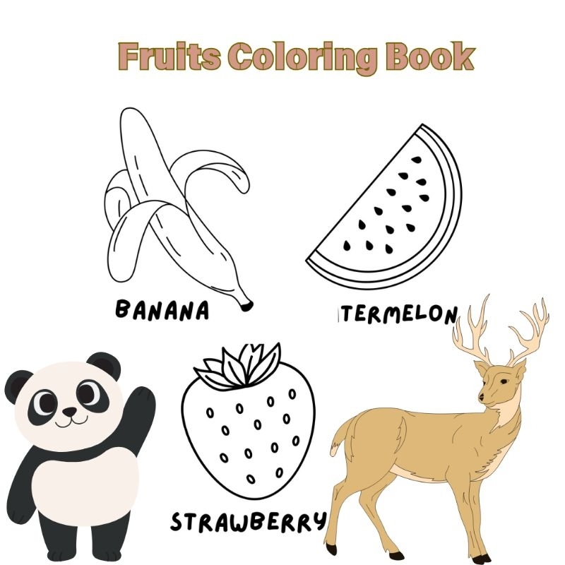 

FRUITS COLORING BOOK / KERTAS MEWARNAI TEMA BUAH /TK/PAUD/SD/A4