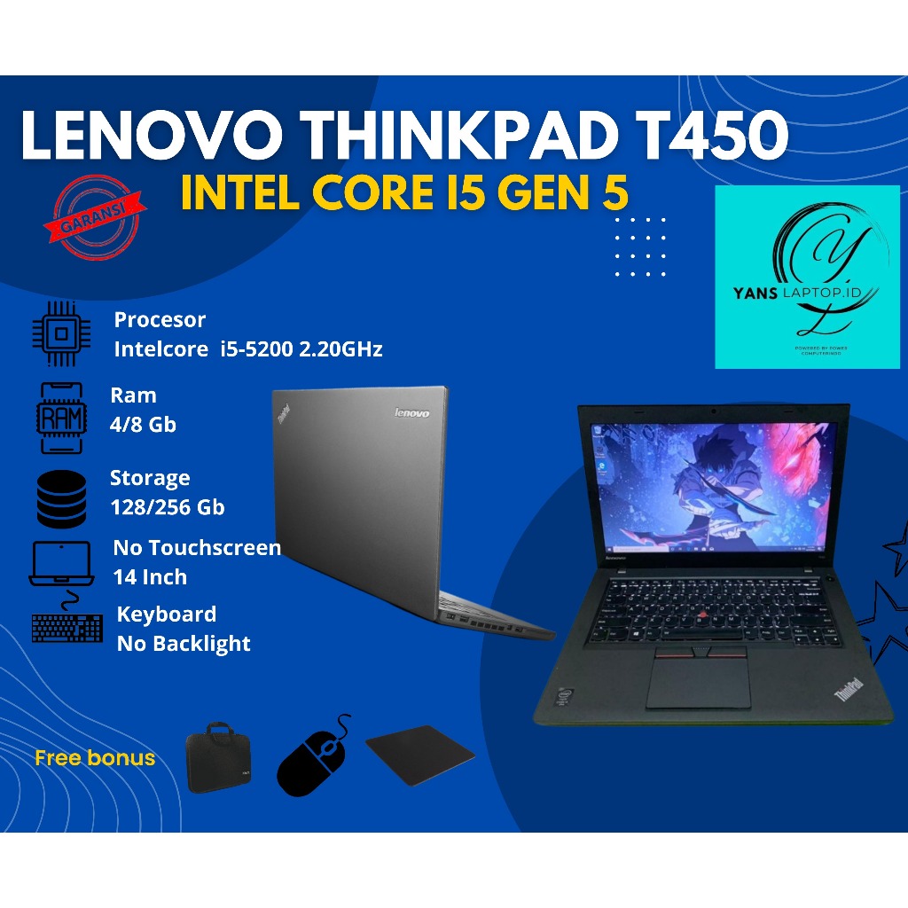 LENOVO THINKPAD T450 INTELCORE I5 GEN 5