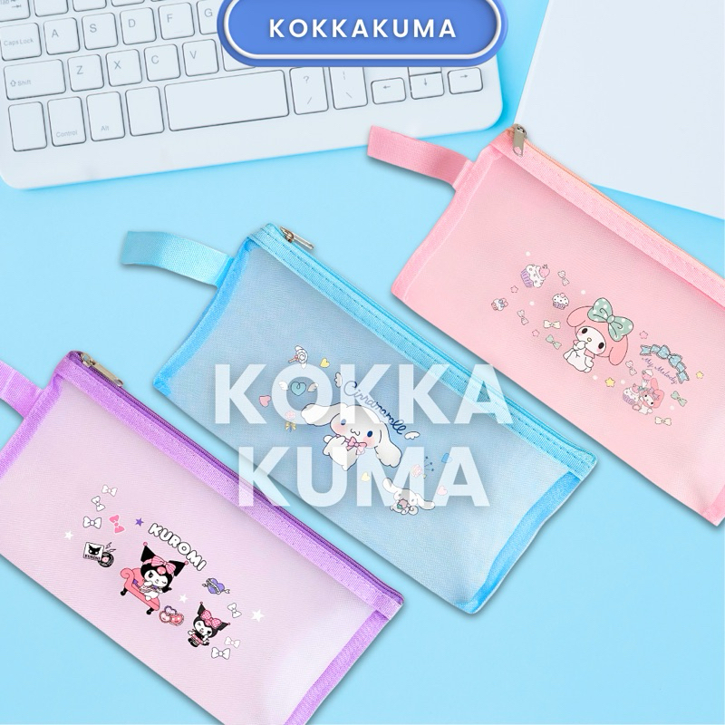 

( KKM ) SANRIO Kotak Pensil Jaring Karakter Kartun Lucu Cinnamorol Kuromi My Melody Anak Pencil Case