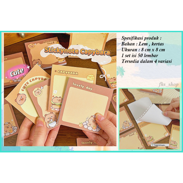 

50 Lembar Sticky Note Sticky Notes Memo Tempel Sticky Notes Aesthetic Sticky Notes Lucu Capybara