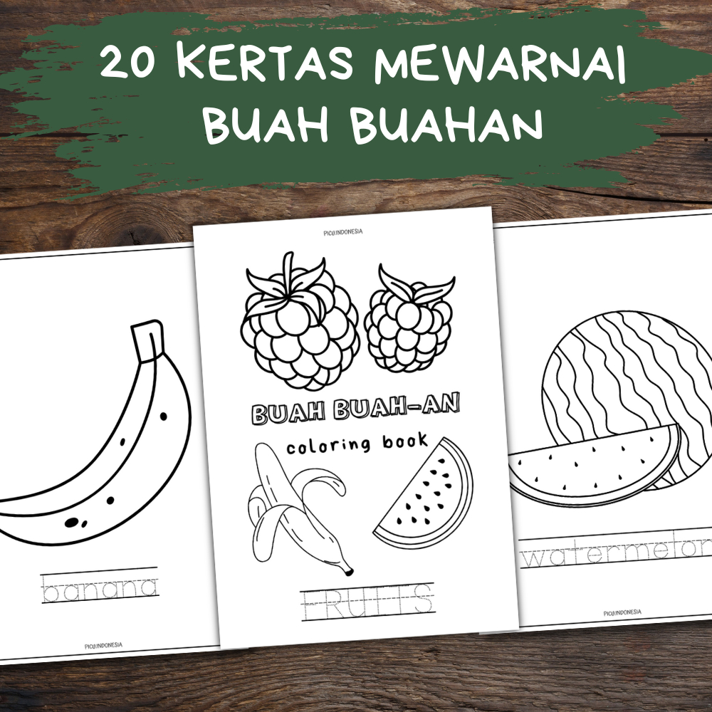 Kertas Mewarnai Tema Gambar Buah-Buahan