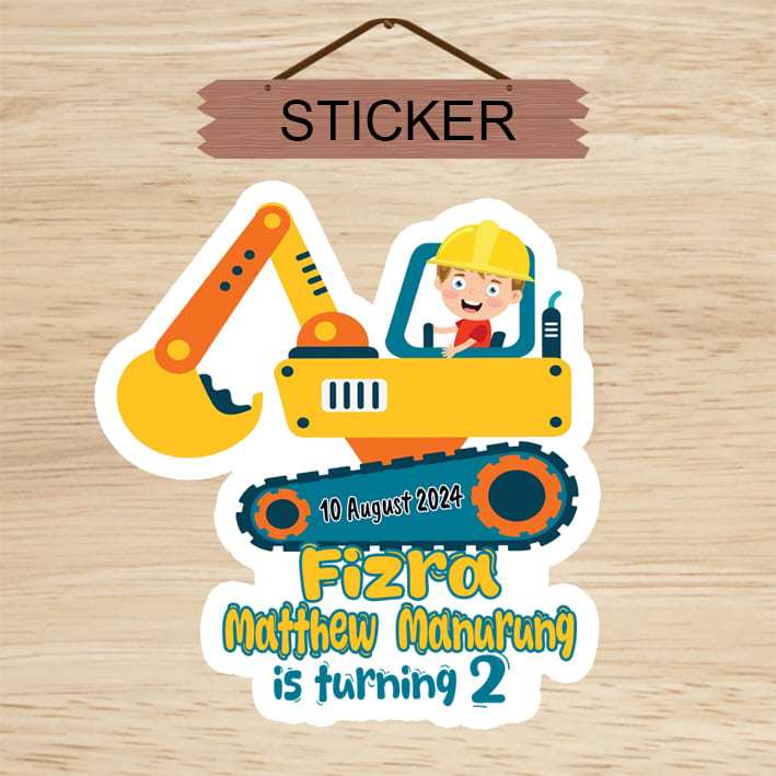 

Construction Excavator Truck Cutting Sticker Birthday / Sticker Pudding / Tumpeng / Hampers / Souvenir Ulang Tahun