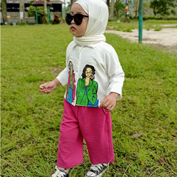 KALILA - BRYNA CROP Setelan Anak Perempuan TUNIK Bahan crinkle Umur 1 - 7 Tahun | Tunik Anak CEWEK
