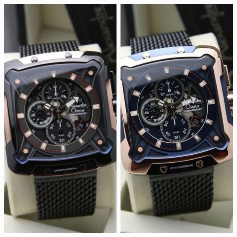 jam tangan pria alexandre christie original ac3039 / ac 3039 black rosegold