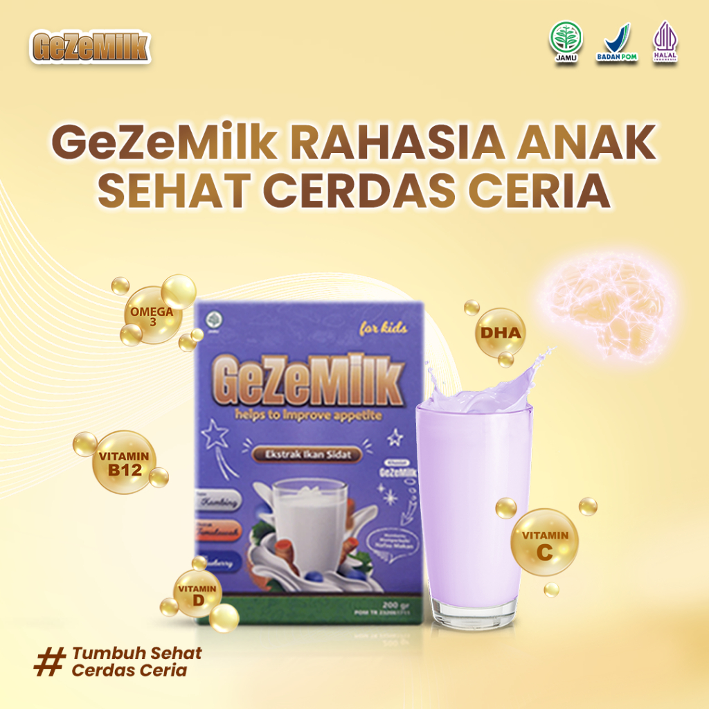 

Susu etawa Gezemilk I Rasa bluberry I Susu kecerdasan anak I Paket 3 Box