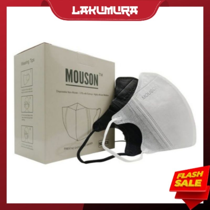Masker Duckbill 4 Ply Mouson Embos Premium Disposable Face Mask Isi 50 Pcs