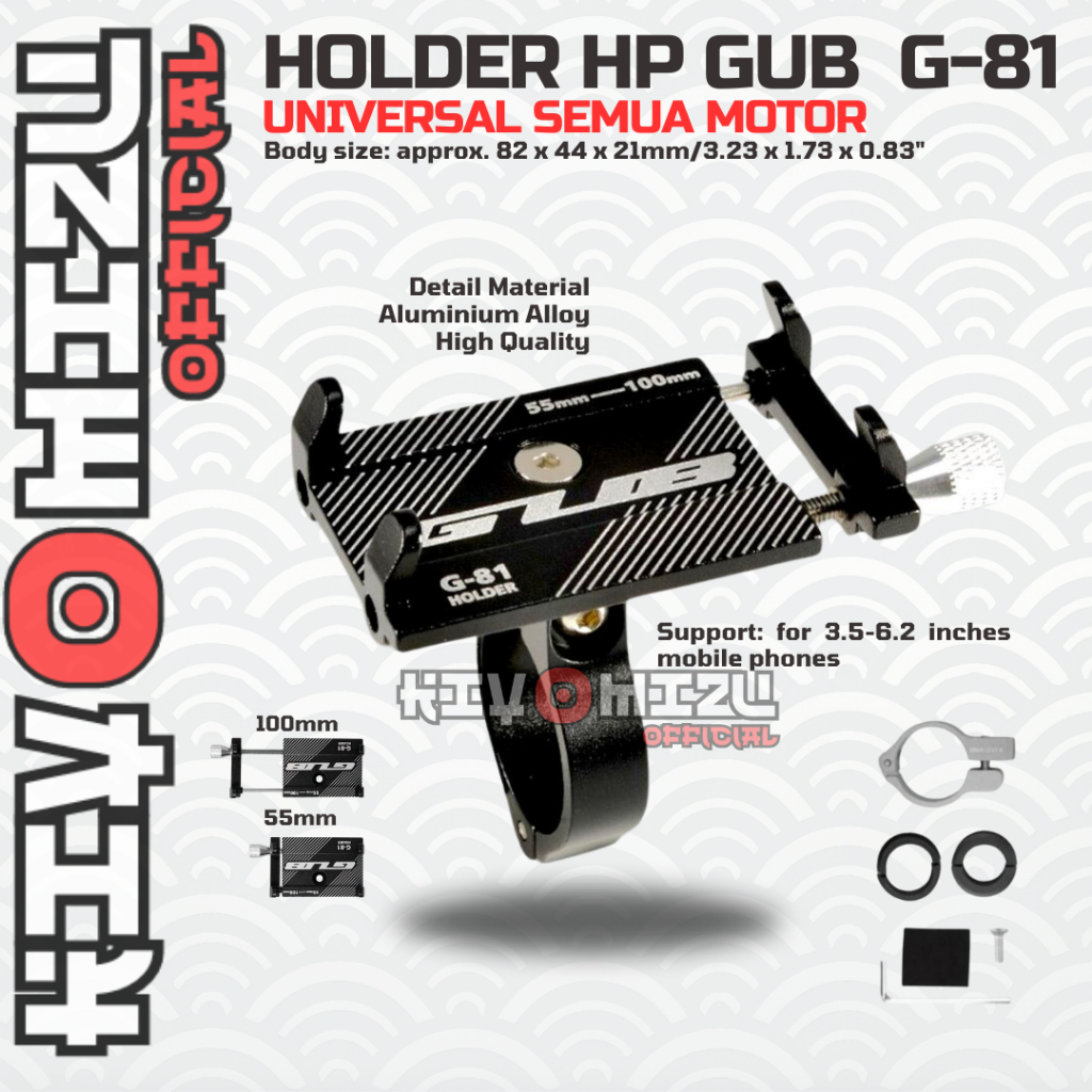 Holder Hp Motor Gub G81 Besi Spion Dan Stang Nmax Beat Vario Scoopy Fazzio Pcx Universal