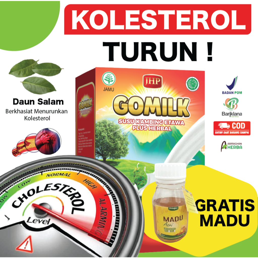 

[ BISA COD + GARANSI ] [ BELI 1 GRATIS JAHE ] [ BELI 3 GRATIS MADU ] Gomilk Susu Kambing Etawa Plus Herbal Penurun Kolesterol Jahat pada Tubuh