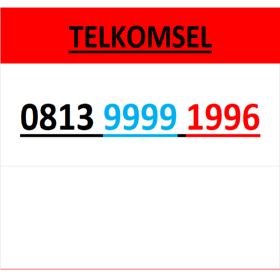 Nomor cantik simpati 4g 5g seri tahun 1996 0B13 9999 1996 r7000