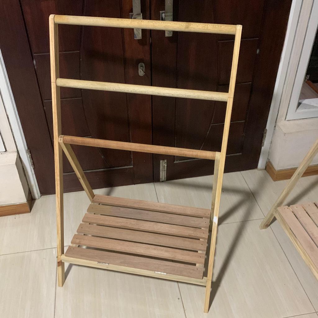 Rak Kayu Gantungan Handuk - Rak Gantungan Mukena Jilbab - Rak Gantung Pakaian Kayu solid Lipat