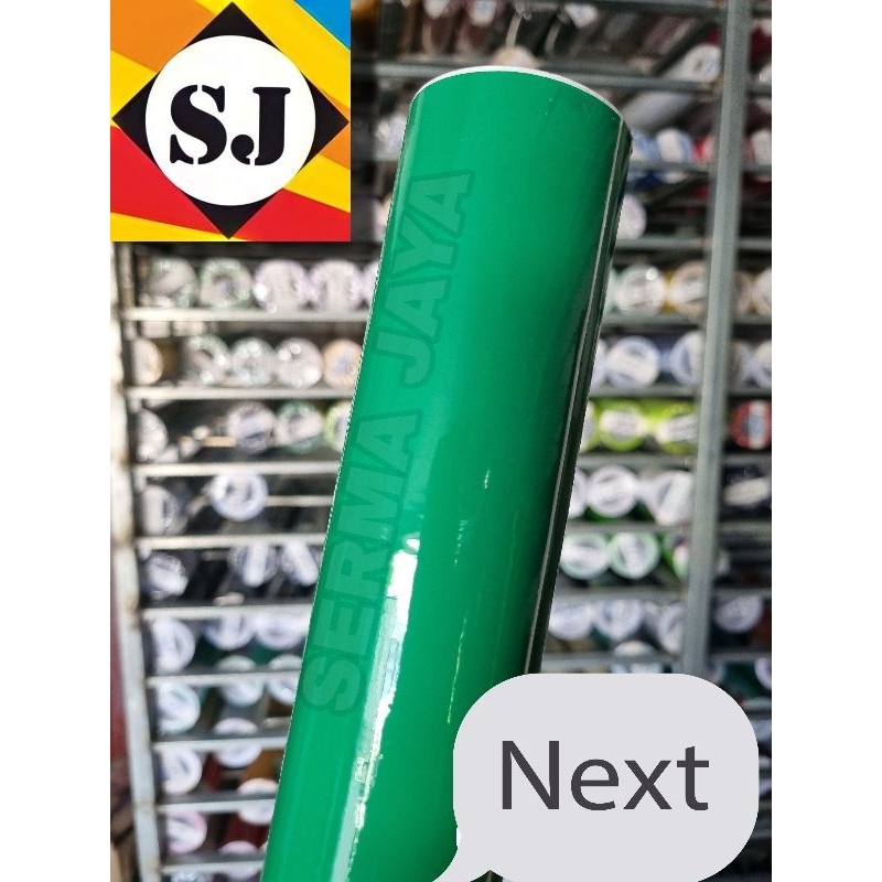 sticker Stiker Skotlet roll merk DECOFIX L.45cm P.15 meter hijau daun glossy