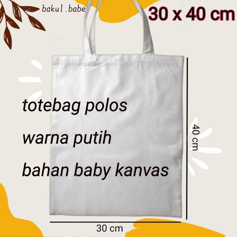 Totebag polos baby kanvas putih tas jinjing tote bag resleting