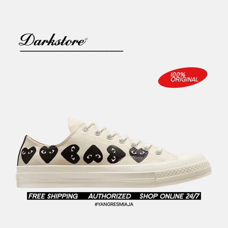 Converse 70s x CDG Play Low Multi Heart White 100% Original Resmi