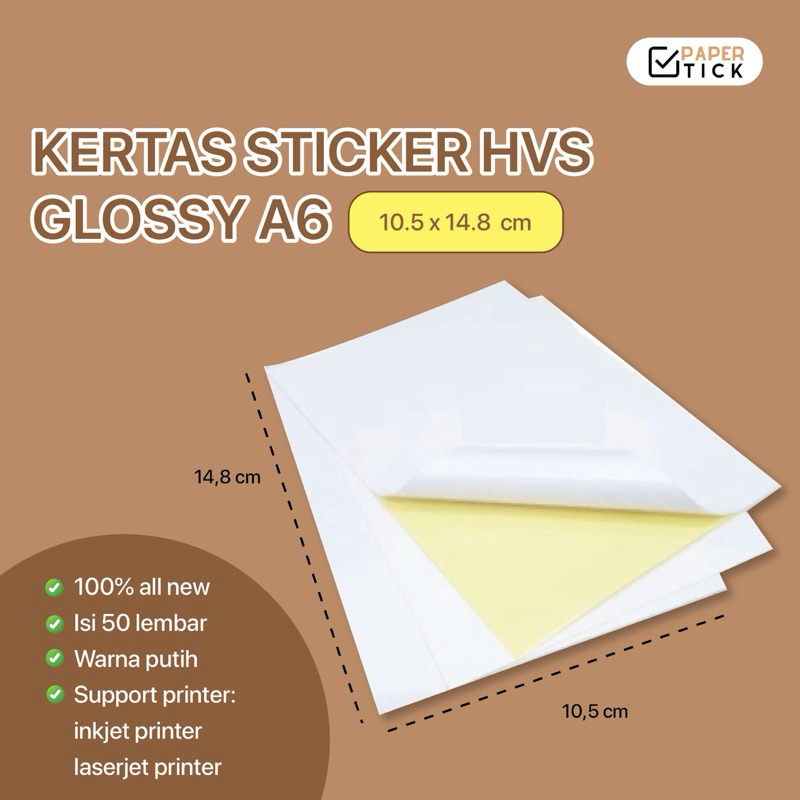 

Kertas Stiker HVS A6 Olshop Kertas Resi 10.5cm x 14.8cm isi 50 lembar Stiker Glossy Label Resi