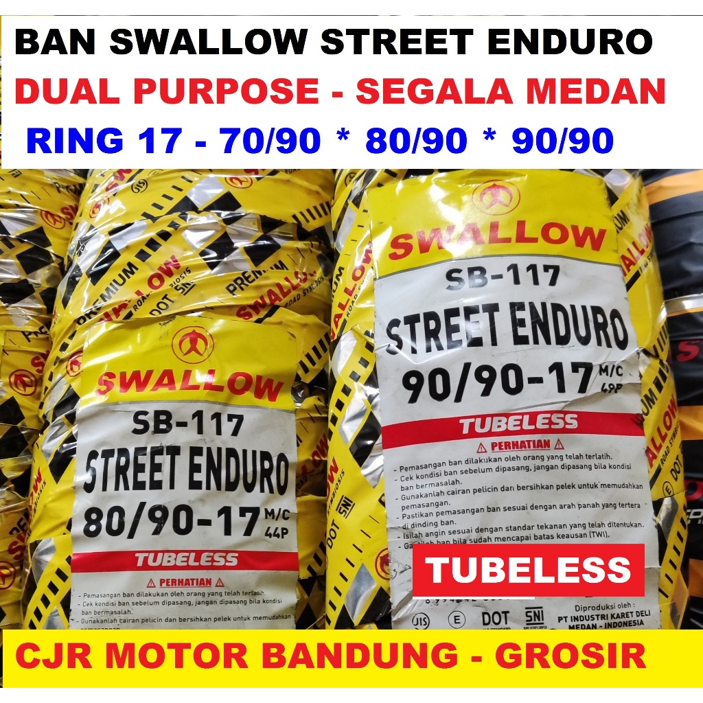 SWALLOW STREET ENDURO BAN DUAL PURPOSE CROSS MOTOR BEBEK 70/90 80/90 90/90 RING 17