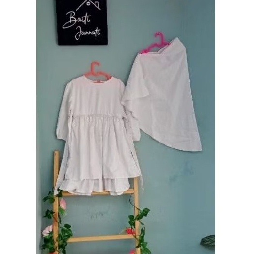 Gaun Putih anak Preloved Dress Putih anak  Baju Muslim Anak Perempuan Gamis set anak perempuan