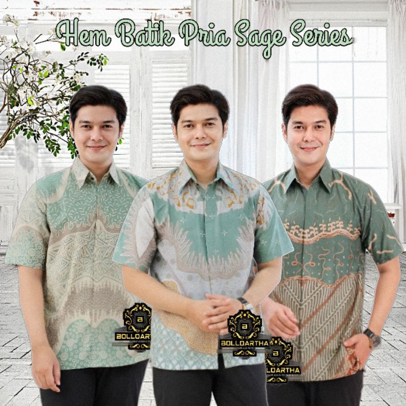 KEMEJA BATIK HIJAU SAGE LENGAN PENDEK SIZE M L XL XXL | HEM BATIK SAGE TERLARIS MODERN