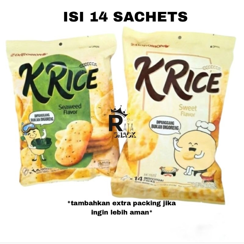 

DELFIORION K'RICE (O'RICE) RICE CRACKERS SEAWEED / SWEET ISI 14 SACHEATS KREAKERS BERAS