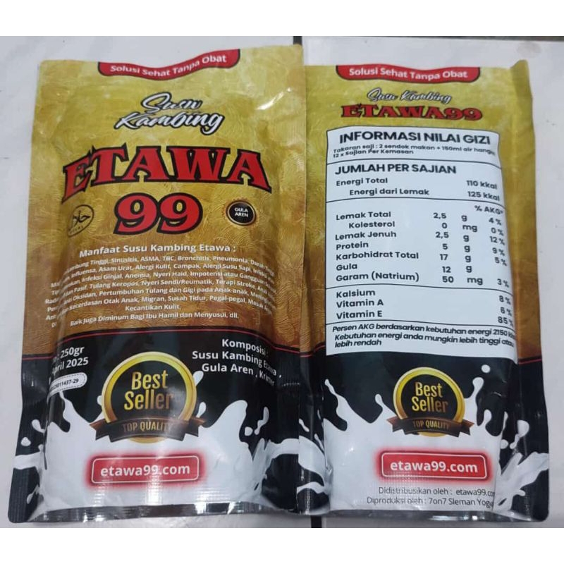 

Etawa99, Susu Kambing Etawa plus Gula Aren, Serbuk, 250 gram