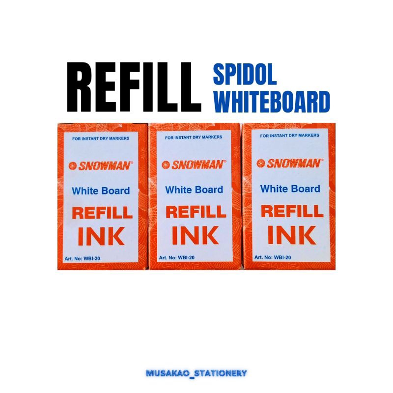 

Refill Tinta Spidol Snowman WBI-20 Bisa Dihapus / Isi Ulang Tinta Spidol Snowman White Board Marker BG-12