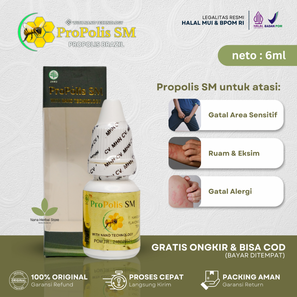 Propolis SM Obat Gatal Selangkangan Pria dan Wanita, Obat Gatal Bokong, Obat Gatal Pantat, Obat Eksi
