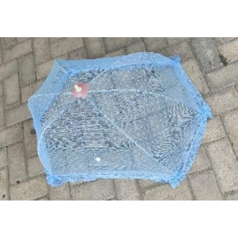 kojong bayi warna biru kelambu anti nyamuk saat tidur bermain penutup bebas nyamuk selambu kain kasa