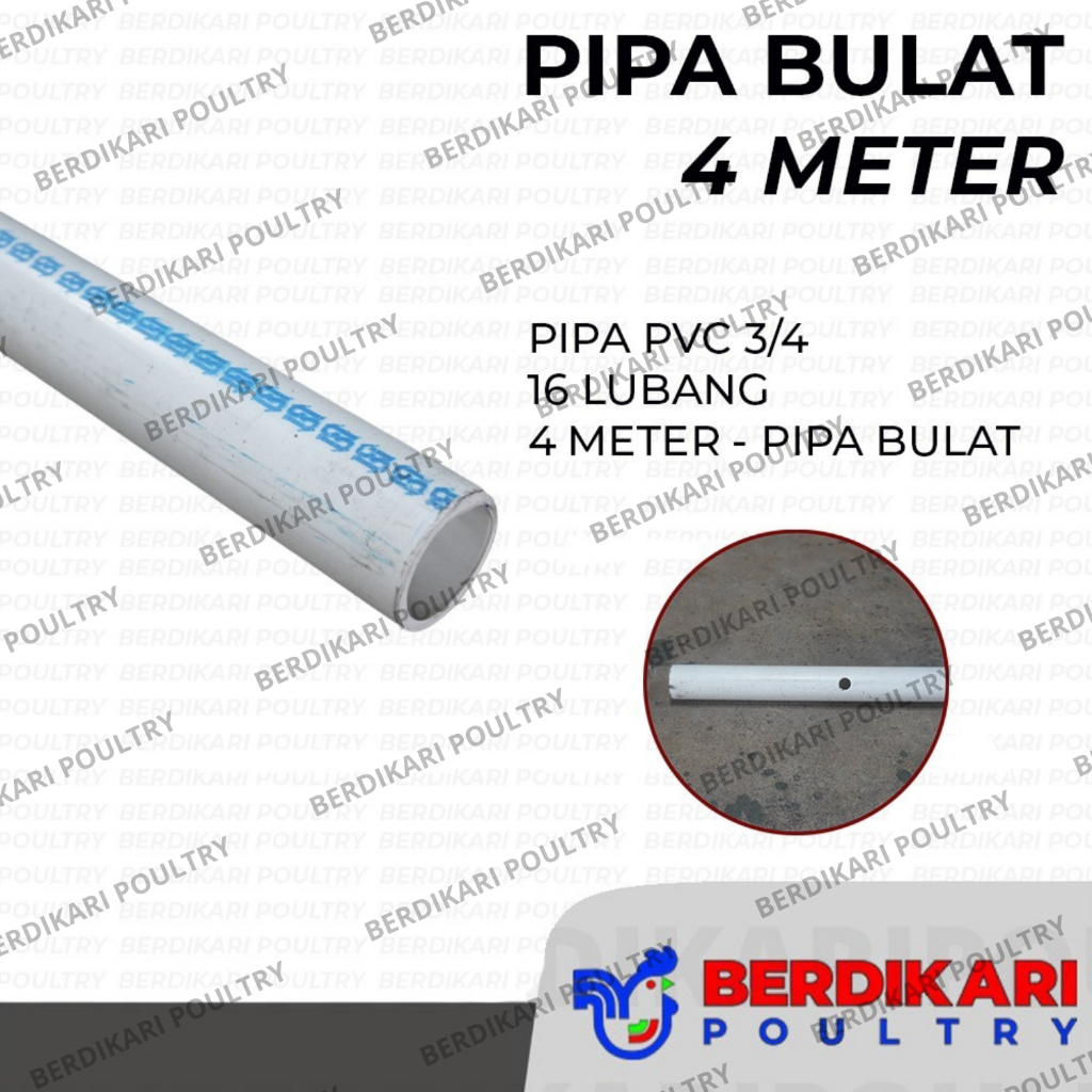 Pipa/Paralon Bulat PVC 3/4" 16 atau 20 Lubang Premium / Pipa/Paralon Bulat Nipple/Nipel/Napel/Nipple