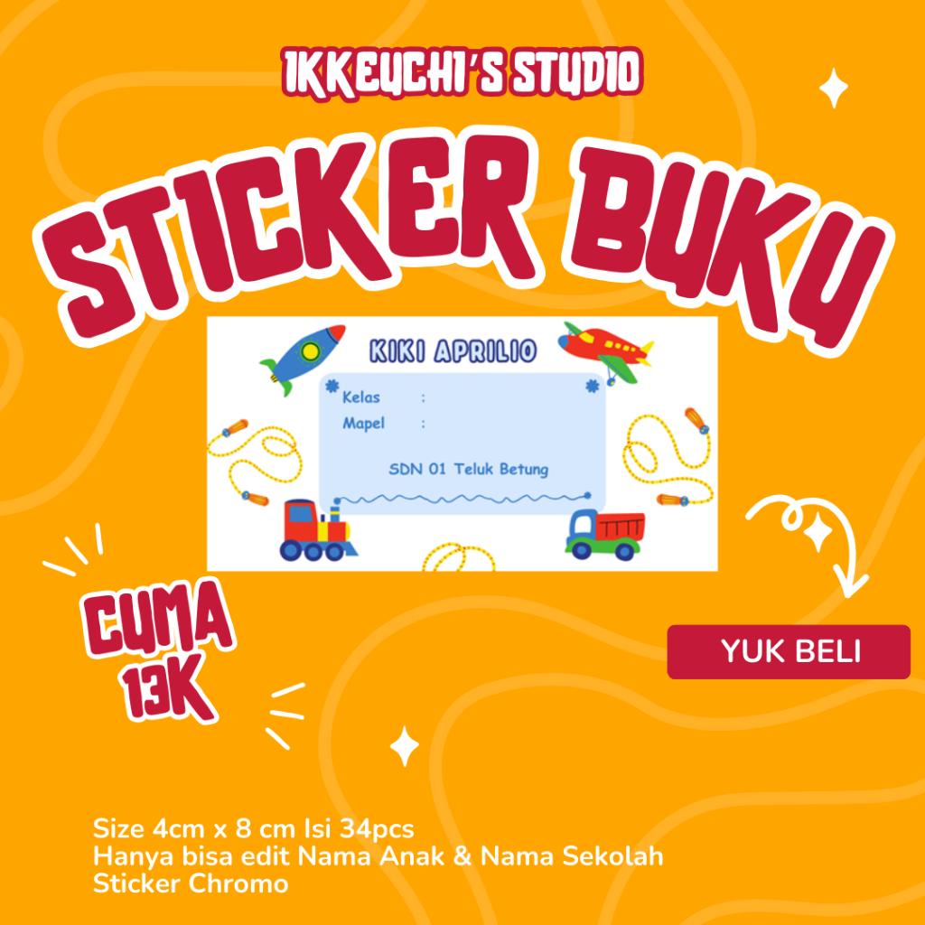 

Sticker Buku Motif Kendaraan / Stiker Label Nama Buku Tulis Pelajaran Anak Sekolah