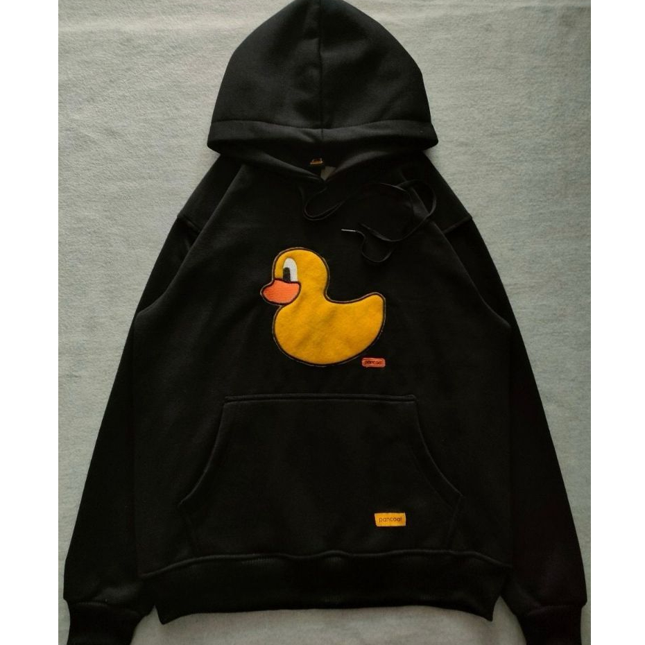 Hoodie  Pancoat Hitam Bebek Motif Bordir - Hoodie Tebal Distro Premium