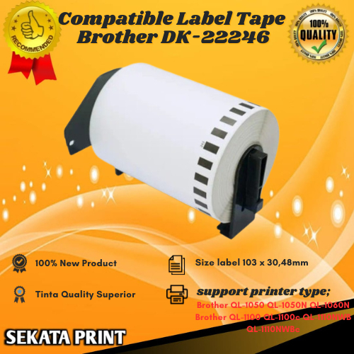 

COMPATIBLE LABEL PAPER BROTHER DK-22246 - 103MM X 30.48M - With Holder