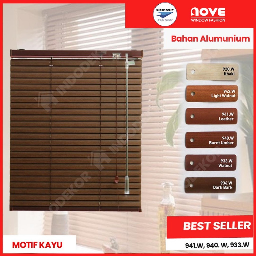 Horizontal Blind Motif Kayu / Wooden Blind / Venetian Blind Sharp Point