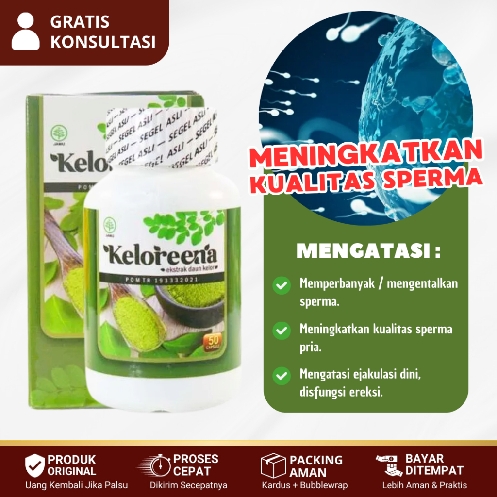 Obat Teratozoospermia, Meningkatkan Kualitas Sperma, Penambah Sperma Pria - KELOREENA