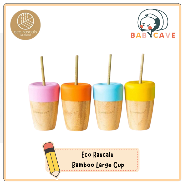 Eco Rascals Bamboo Large Cup and Straw / Botol Minum Eco Rascals dengan Sedotan