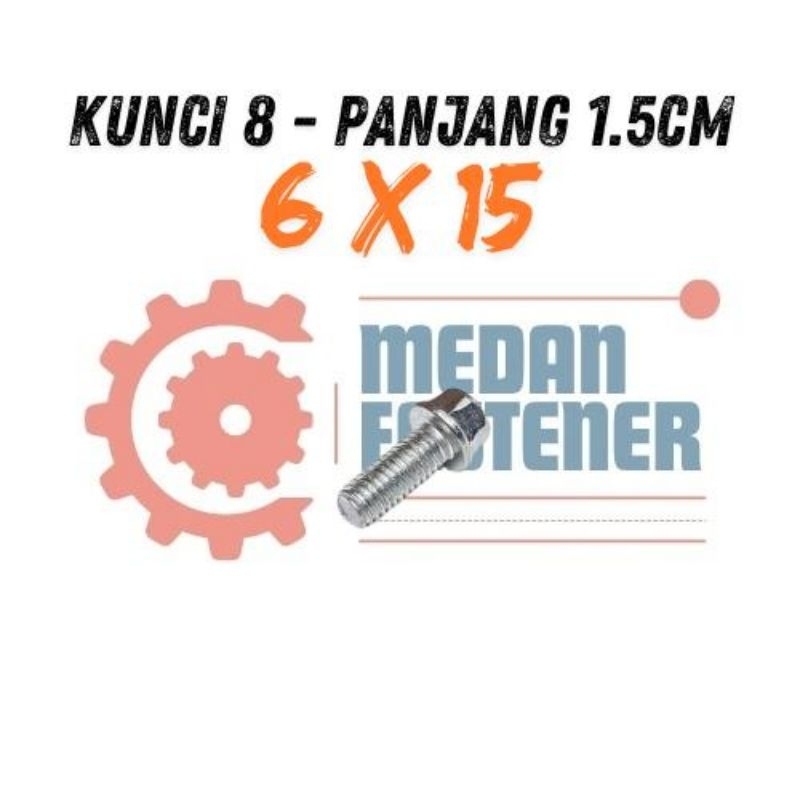 Flange Bolt Putih M6x15 Kunci 8 / Baut Kunci 8 M6x15