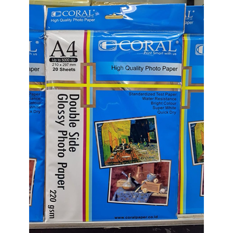 KERTAS CORAL GLOSSY PHOTO PAPER DOUBLE SIDE 220 gram