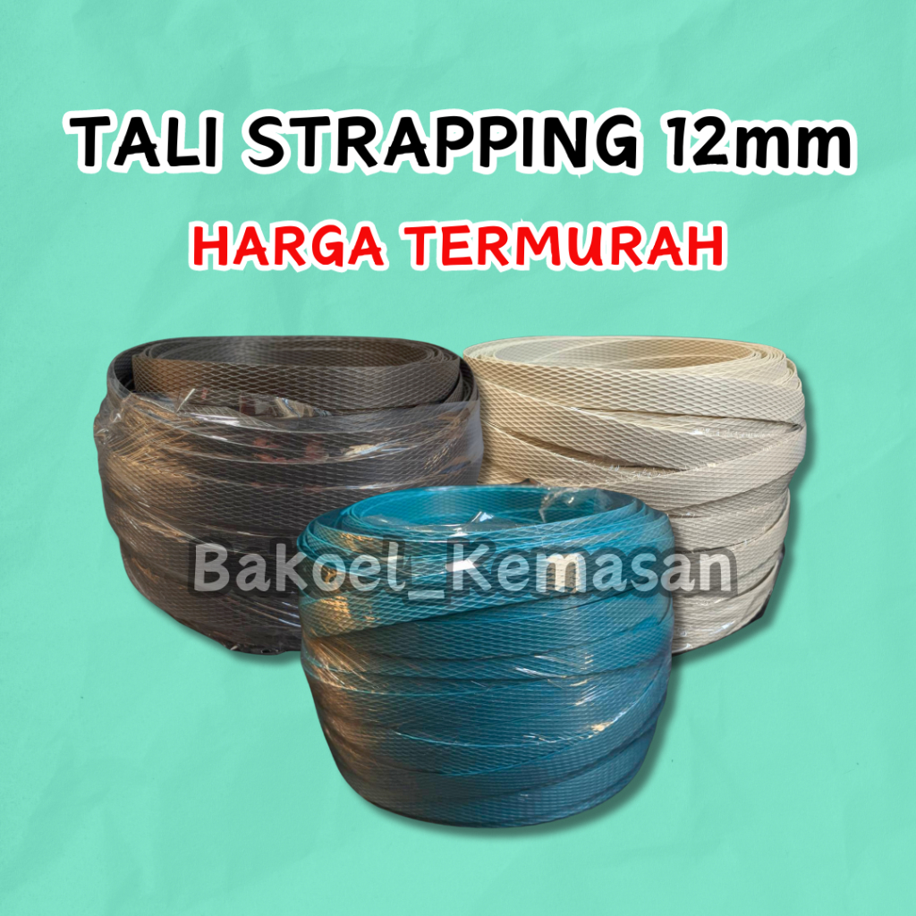 Strapping Band Packing 500gr 12mm Putih Hitam  1 / 2 Kg Tali Anyam 12 mm