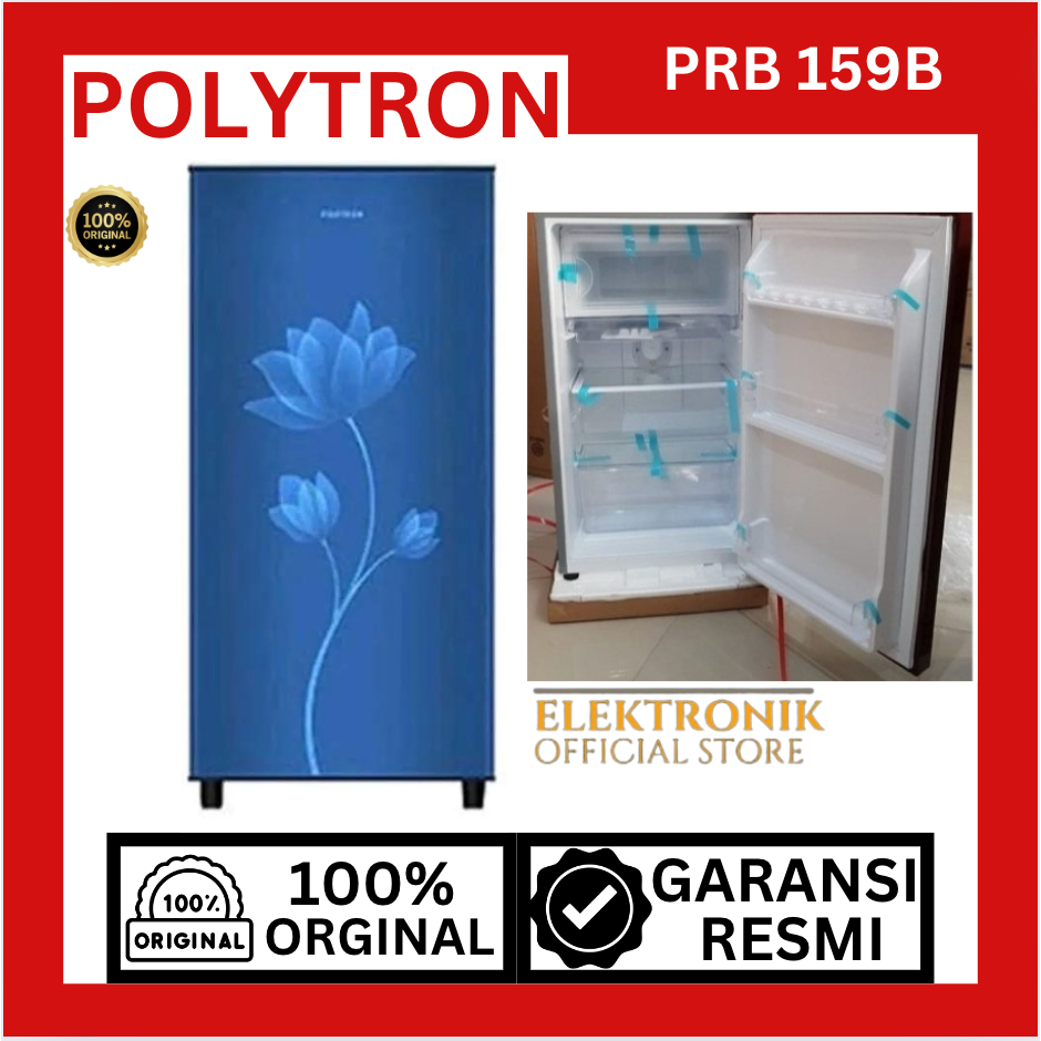 POLYTRON KULKAS 1 PINTU PRB159B METALIC 150Liter KULKAS 1 PINTU POLYTRON/PRB 159B/159B/100% ORIGINAL