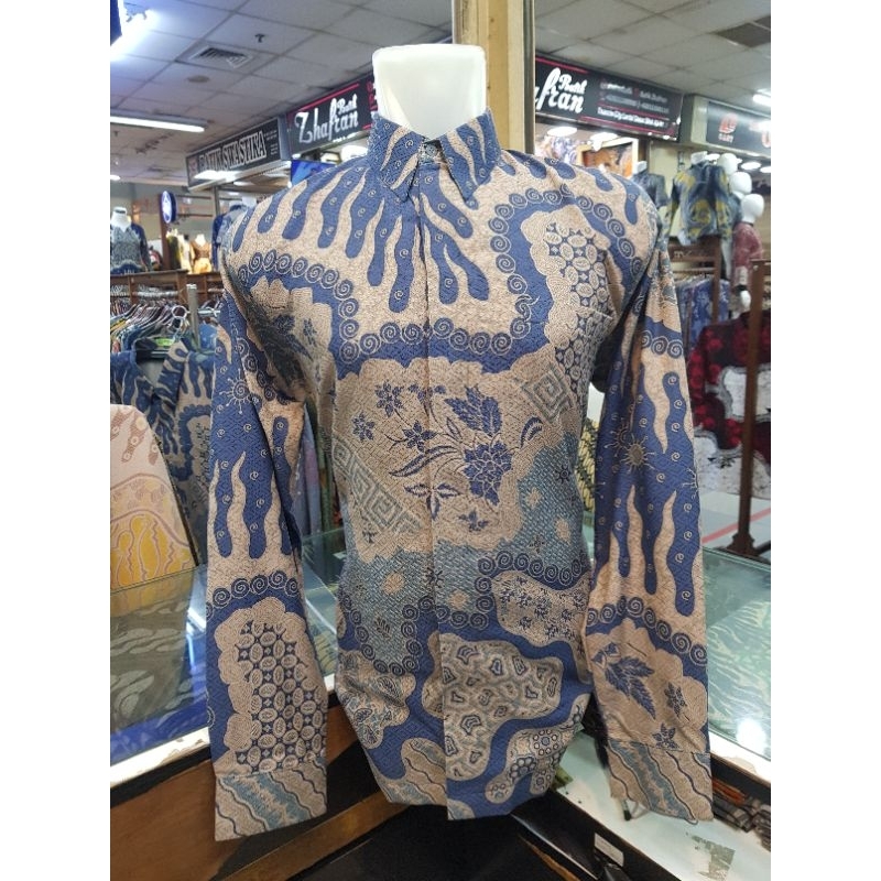 Kemja Batik Pria Lengan Panjang Bahan Dobby Dolby 017 Biru