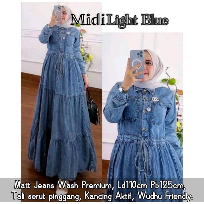 MIDI ABAYA DRESS JEANS LIGHT MODIS CASUAL