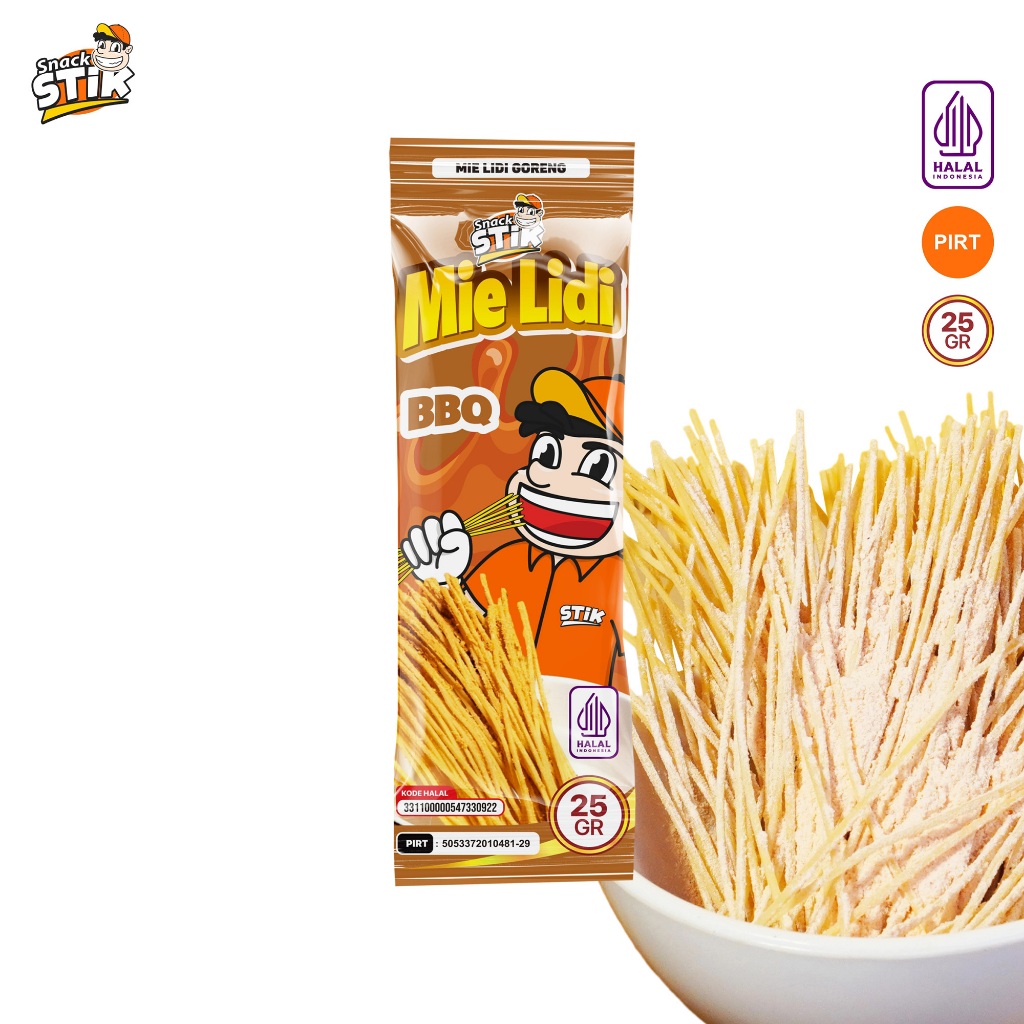 

Snack Stik Mie Lidi BBQ Cemilan 25gr