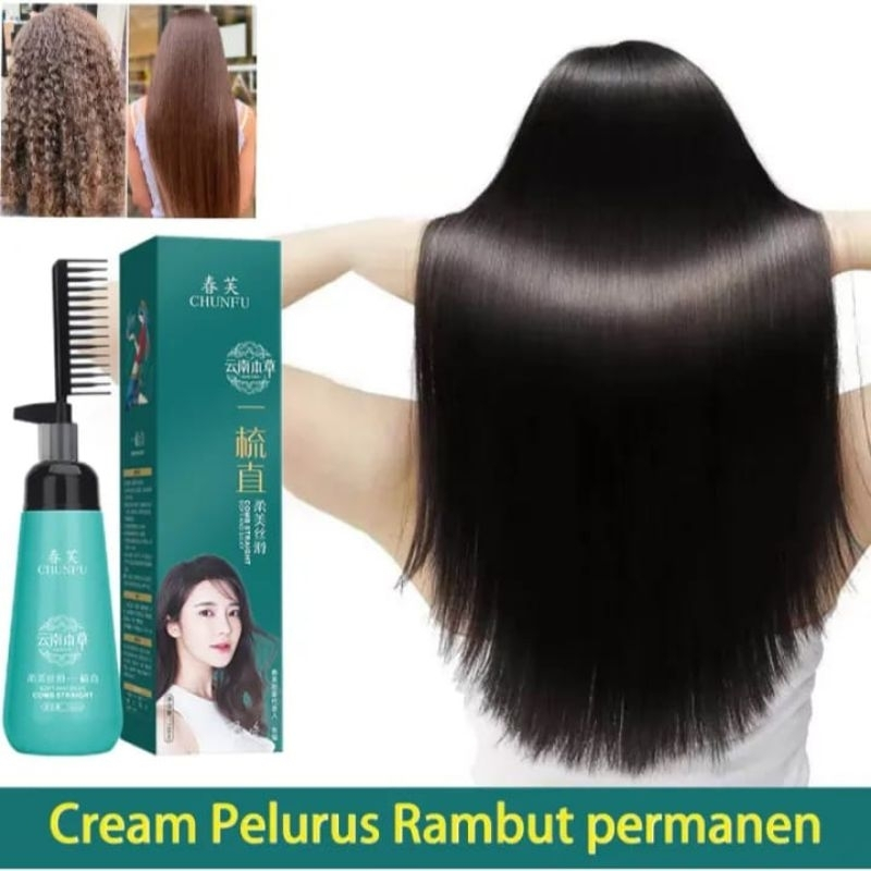 Krim pelurus rambut Rambut lurus permanen 180ml Cream Pelurus Rambut tanpa catok Masker Pelurus Ramb