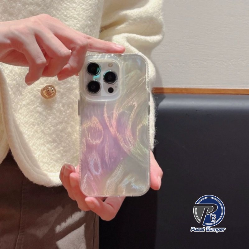 SS938 CLARITY Swirl Hologram Feather Case Ombre Pink Yellow Texture For Samsung A07 A06 A16 A03 A02s