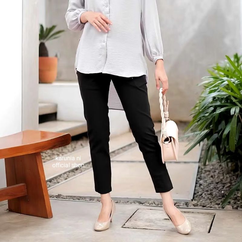 DEMOST | CELANA KERJA WANITA SLIMFIT PREMIUM DENGAN PINGGANG RESLETING