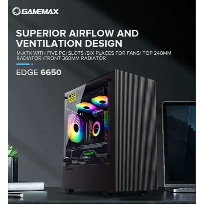 KODE D59U PC Case Gaming Gamemax EDGE Mini tower MATX Free 1Fan RGB